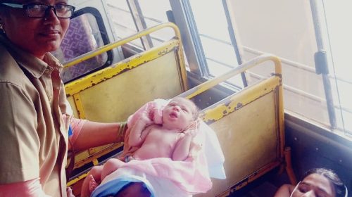 Delivery to pregnant woman by RTC bus on Rakhi festival