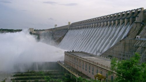 Aquaculture in Nagarjunasagar Six gates are raised and water is released downstream