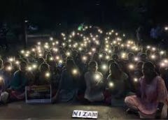 An ongoing protest in the dark at Nizam College