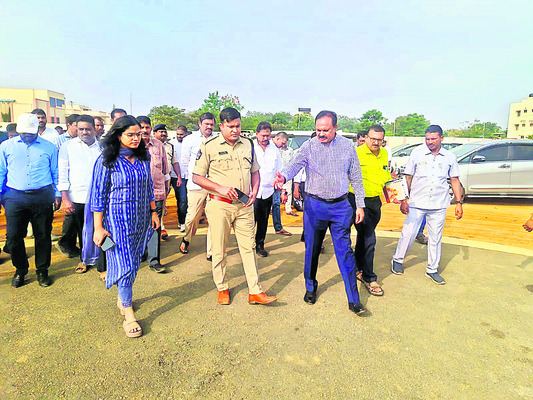 District Collector, MLC Ram Gopal Reddy, SP, Chief Minister's Program Committee Chairman Venkatesh and Joint Collector district level officials inspected the arrangements for Chief Minister Nara Chandra Babu Naidu's visit to be held in Maidukuru, Kadapa district on Friday.