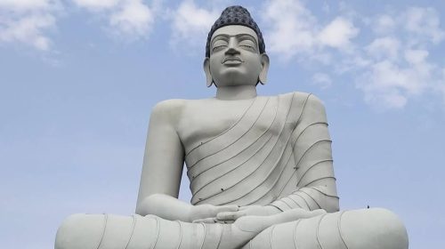 A carafe became an address for informal activities around the statue of Buddha.