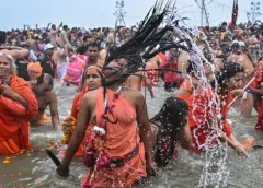 Mass bathing in Kumbh Mela