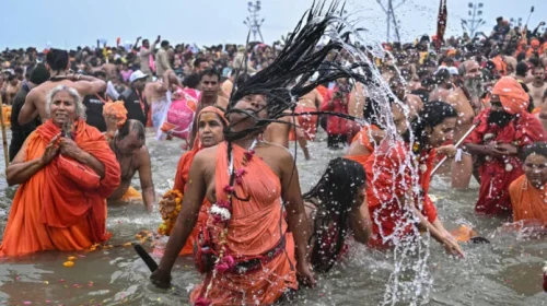 Mass bathing in Kumbh Mela