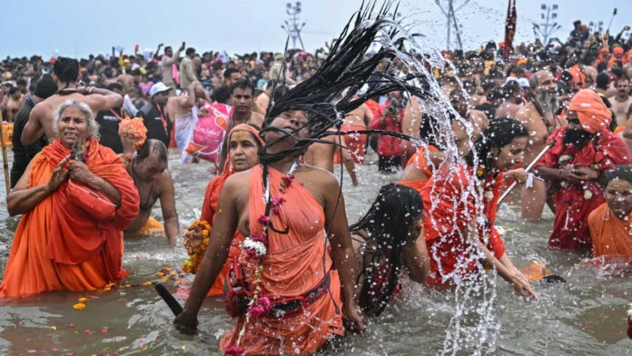 Mass bathing in Kumbh Mela